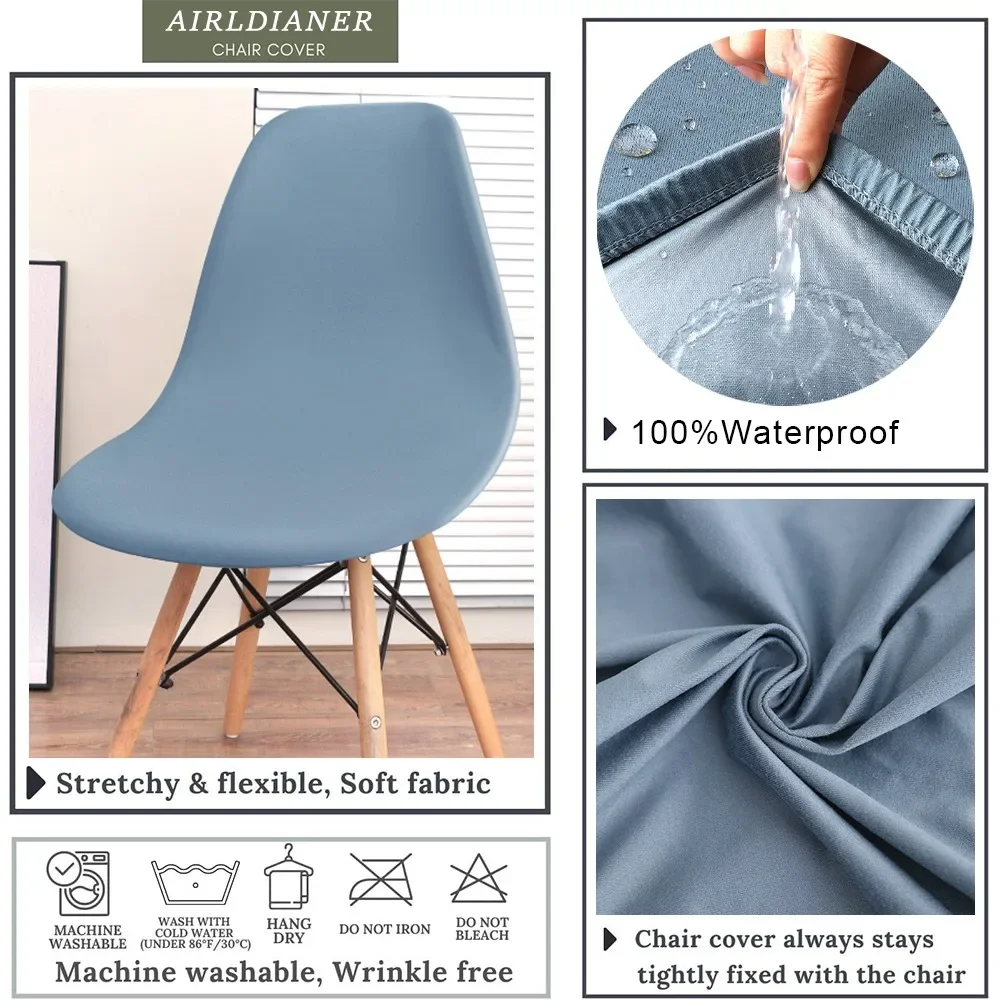 Waterproof Shell Chair Cover Spandex Armless Back Chair Covers Stretch Washable Slipcover Protector for Home Office Hotel Solid