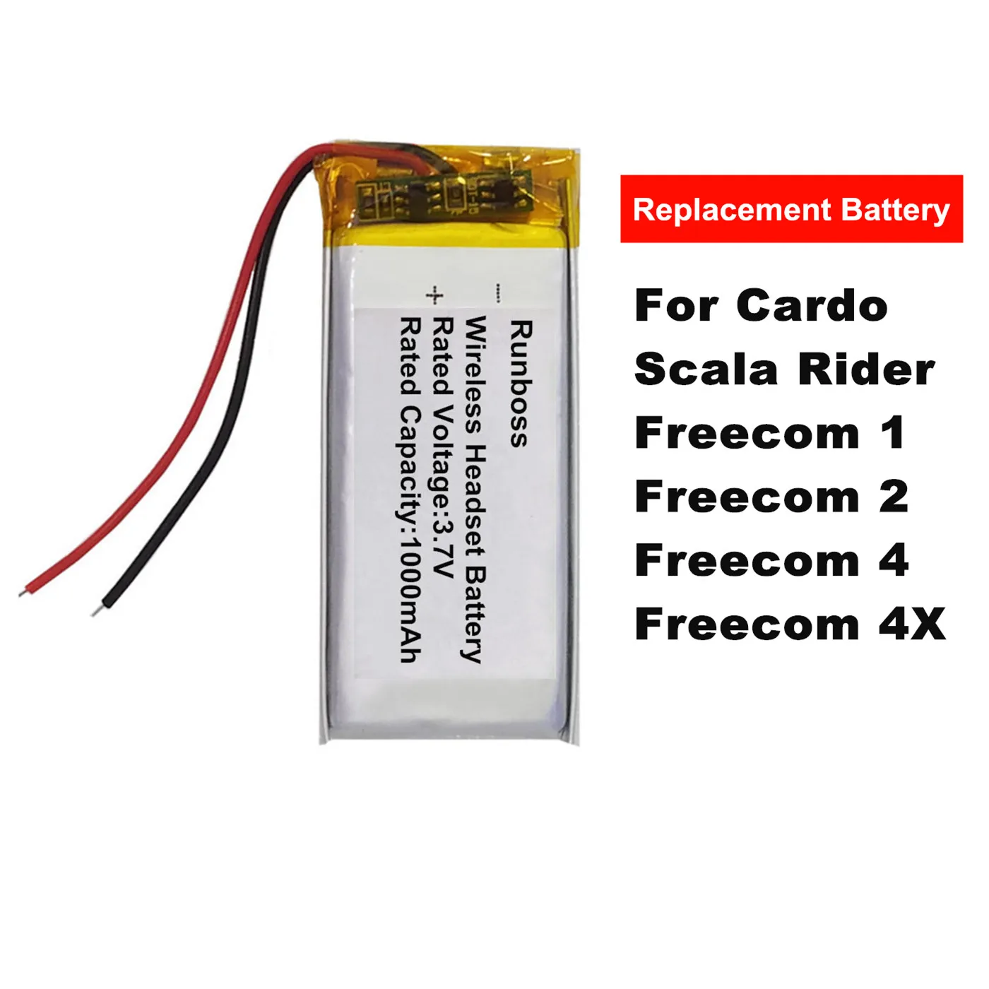 3.7V 1000mAh Battery for JBL Cardo Scala Rider Freecom 4,Freecom 4X,Freecom 1,Freecom 2 Wireless Headset