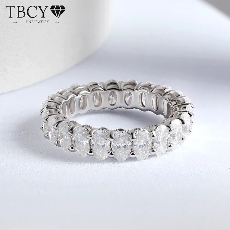 TBCYD 6.6CT D Color Oval Cut Moissanite Diamond Ring For Women 925 Sterling Silver Luxury Enternity Band For Wedding Classic