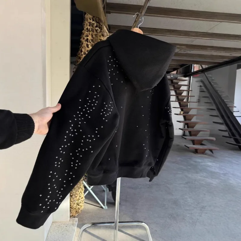 Y2k Retro Star Zip Up Hoodie Gothic Oversized Loose Black Hoodie Streetwear Harajuku Casual Sweatshirt Women Men Vintage Clothes