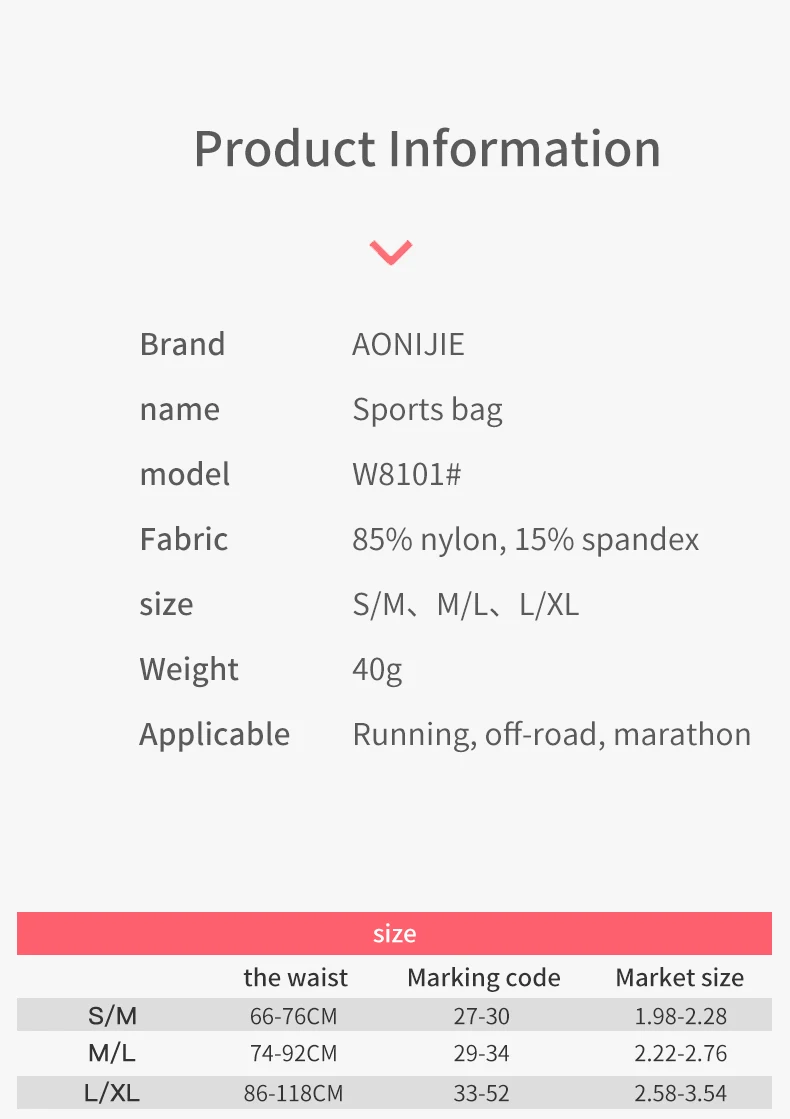 AONIJIE W8101 Hydration Running Belt Waist Pack Travel Money Bag Trail Marathon Gym Workout Fitness Mobile Phone Holder