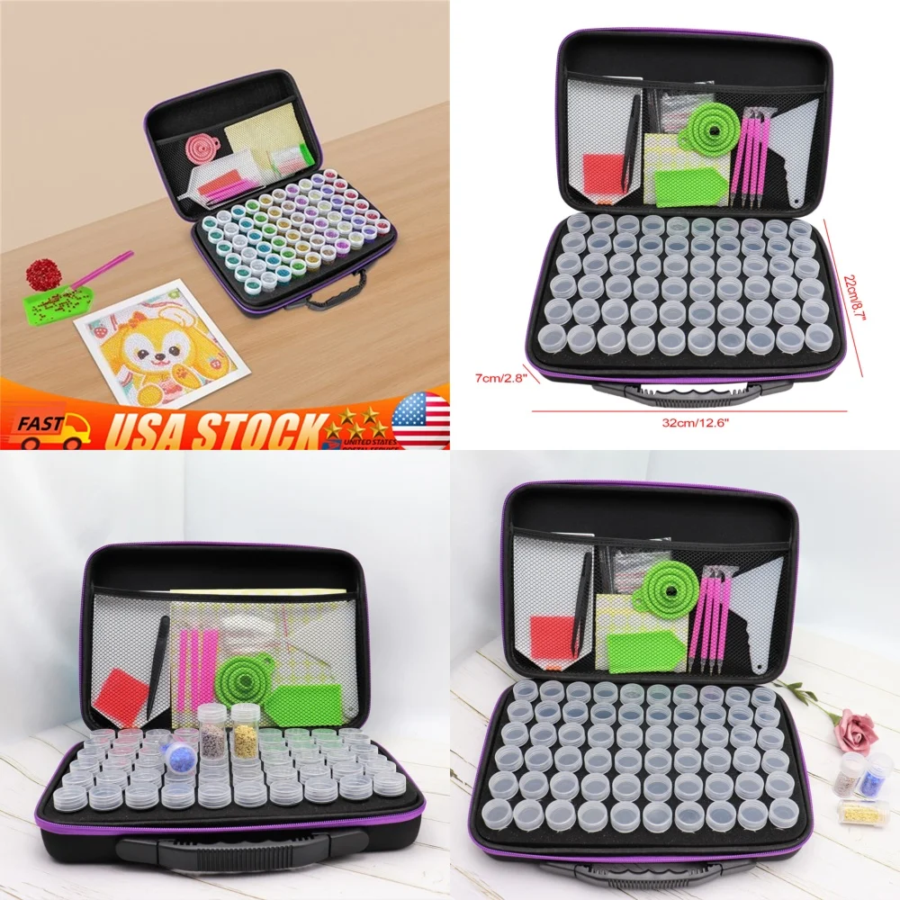 

60 Slot Diamond Painting Storage Box with Grid Bead Organizer for Embroidery Accessories Craft DIY Kit Supplies Case Container