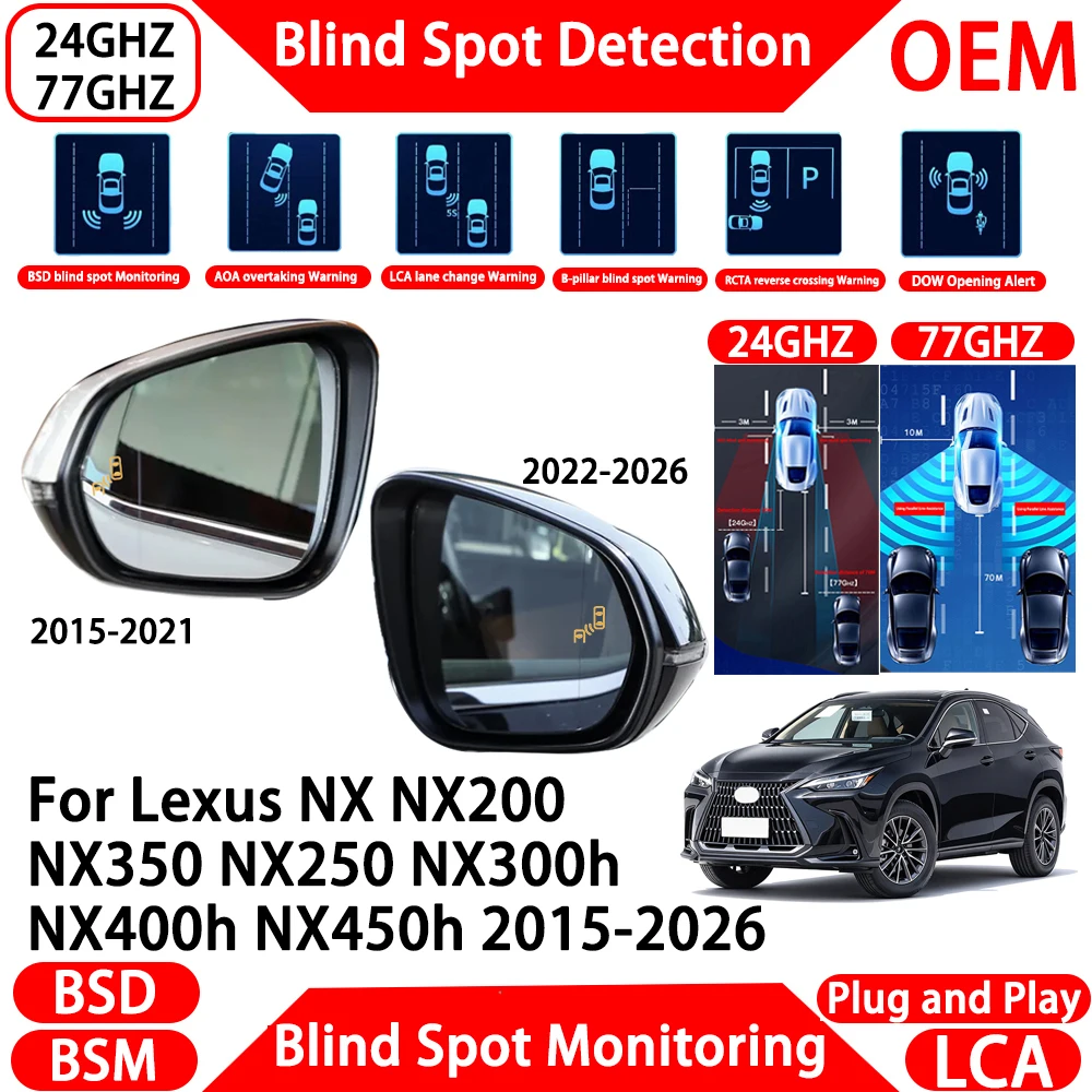 for Lexus NX NX200 NX350 NX250 NX300h NX400h NX450h 2015-2026 Blind Spot Assist Monitoring Detection System Millimeter Wave Rada