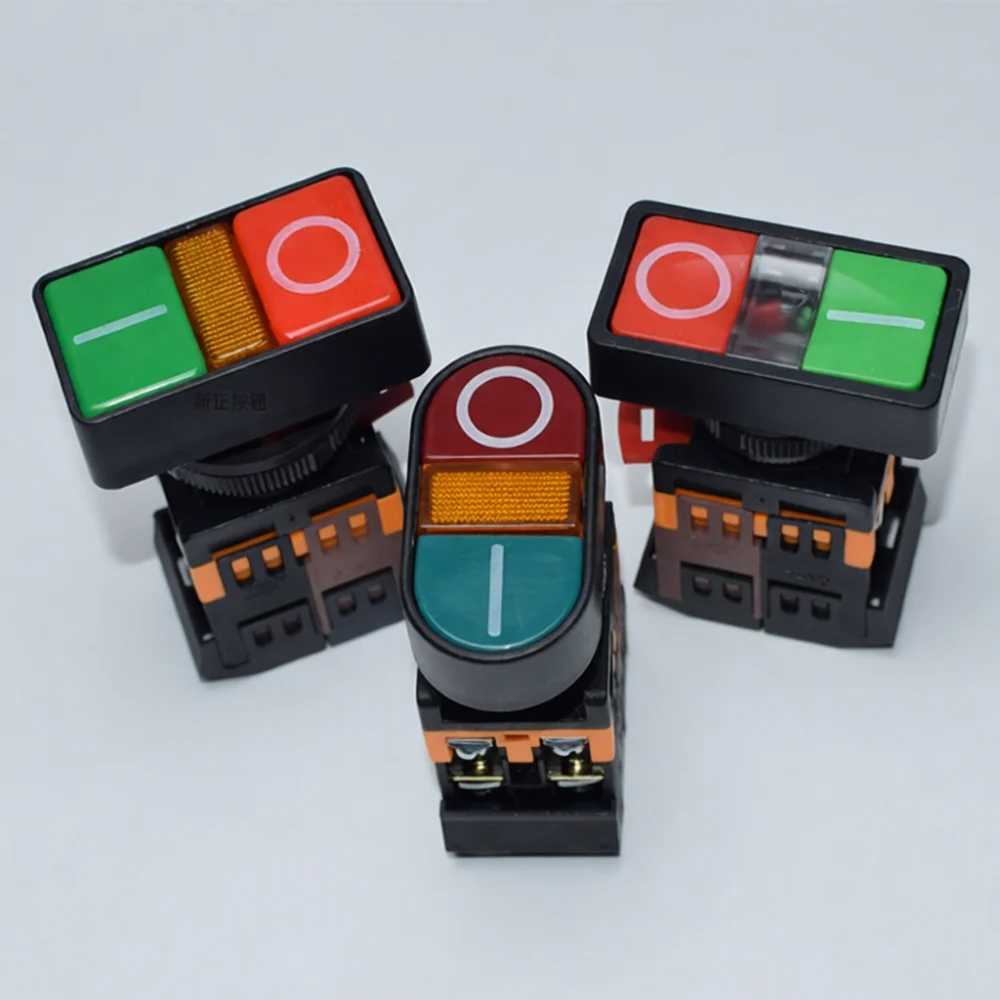 interruptor-industrial-de-dois-botoes-com-fonte-de-luz-led-indicador-de-status-vermelho-e-verde-dispositivo-de-controle-de-abertura-de-22mm-e-25mm-componente-de-circuito