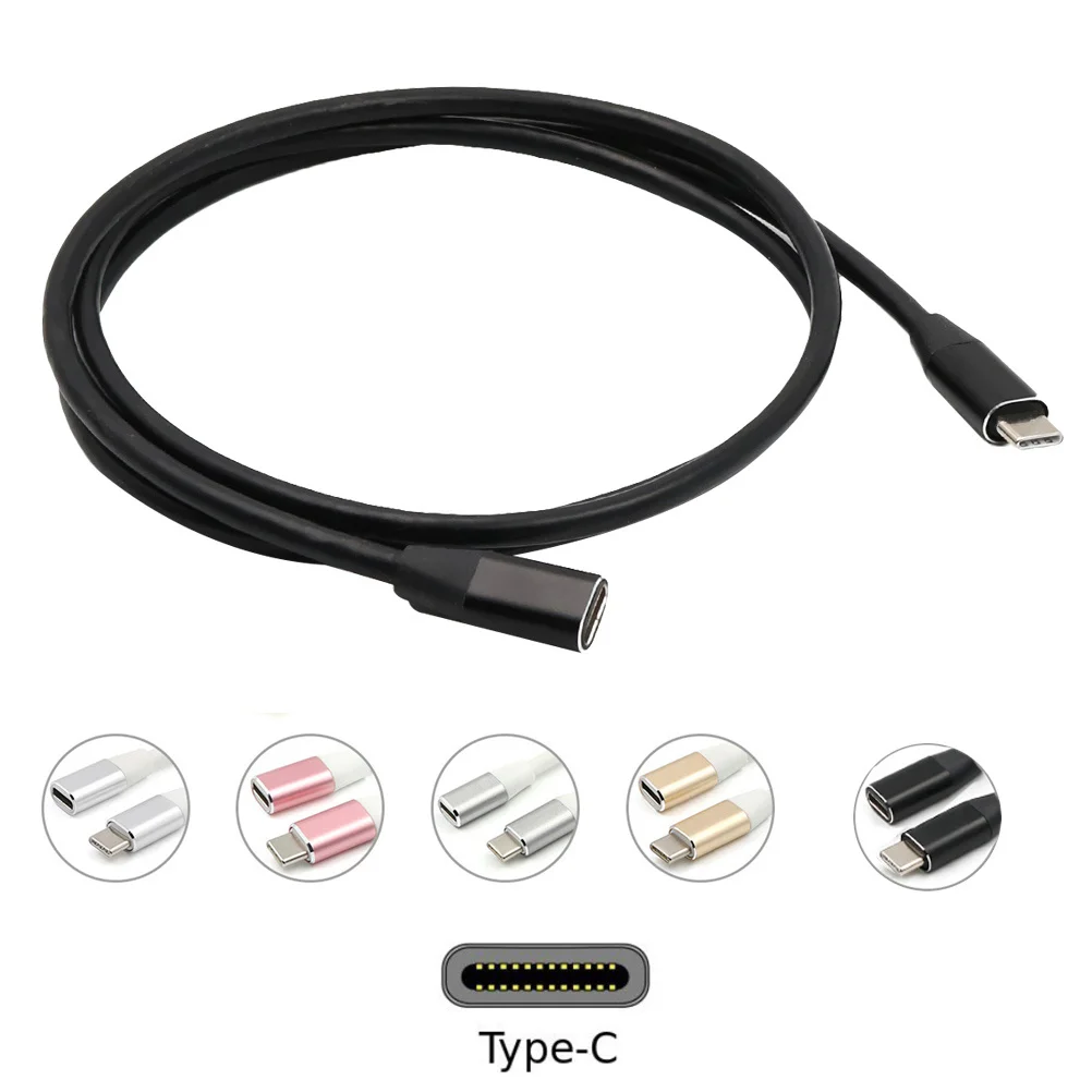 

2Pcs Type-C Data Extension Cable USB 3.1 Male to Female Flexible Extension Cord Safe Charging for USB-C Devices Black