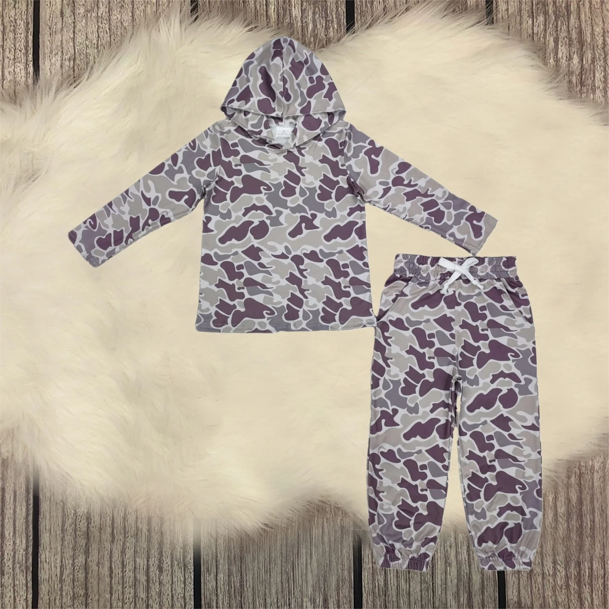 

Wholesale Baby Boy Kids Camo Hoodie Outfit Toddler Long Sleeves Shirt Pullover Pockets Pants Jogger Children Infant Set Clothes