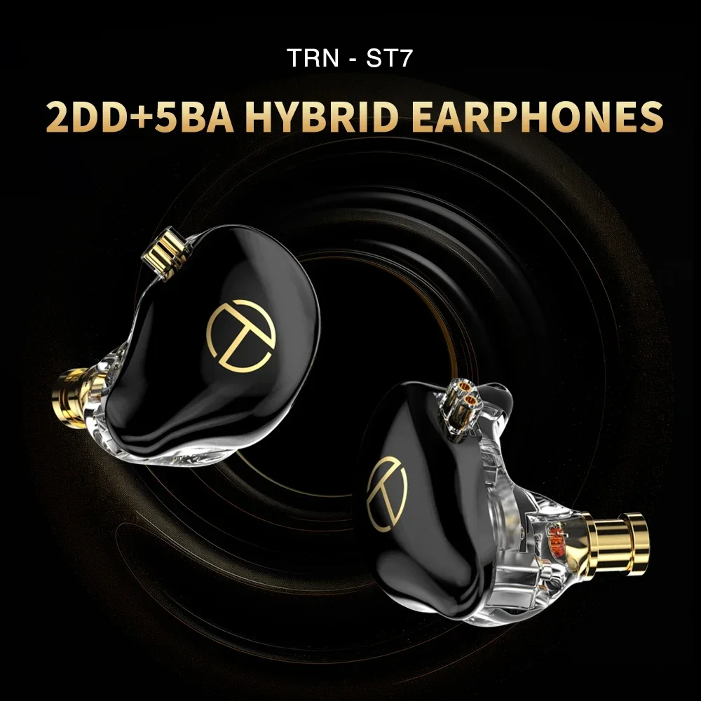 TRN ST7 2DD+5BA IEMs HIFI Wired in-ear Earphones Sport Noise Cancelling DJ Monitor Headphone for Audiophile Musician