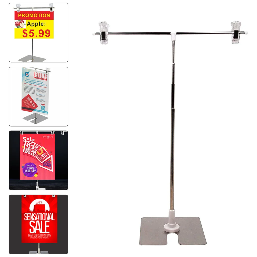 Outdoor Signs Black Frame Display Stand Poster Rack Height Adjustable Holder Bracket Silver Office