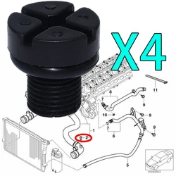 4szt Do MINI R50 R53 Cabrio R52 Śruba zaworu powietrza płynu chłodzącego Śruba odpowietrzająca Śruba odpowietrzająca Korek zbiornika wyrównawczego Klipsy mocujące Nit