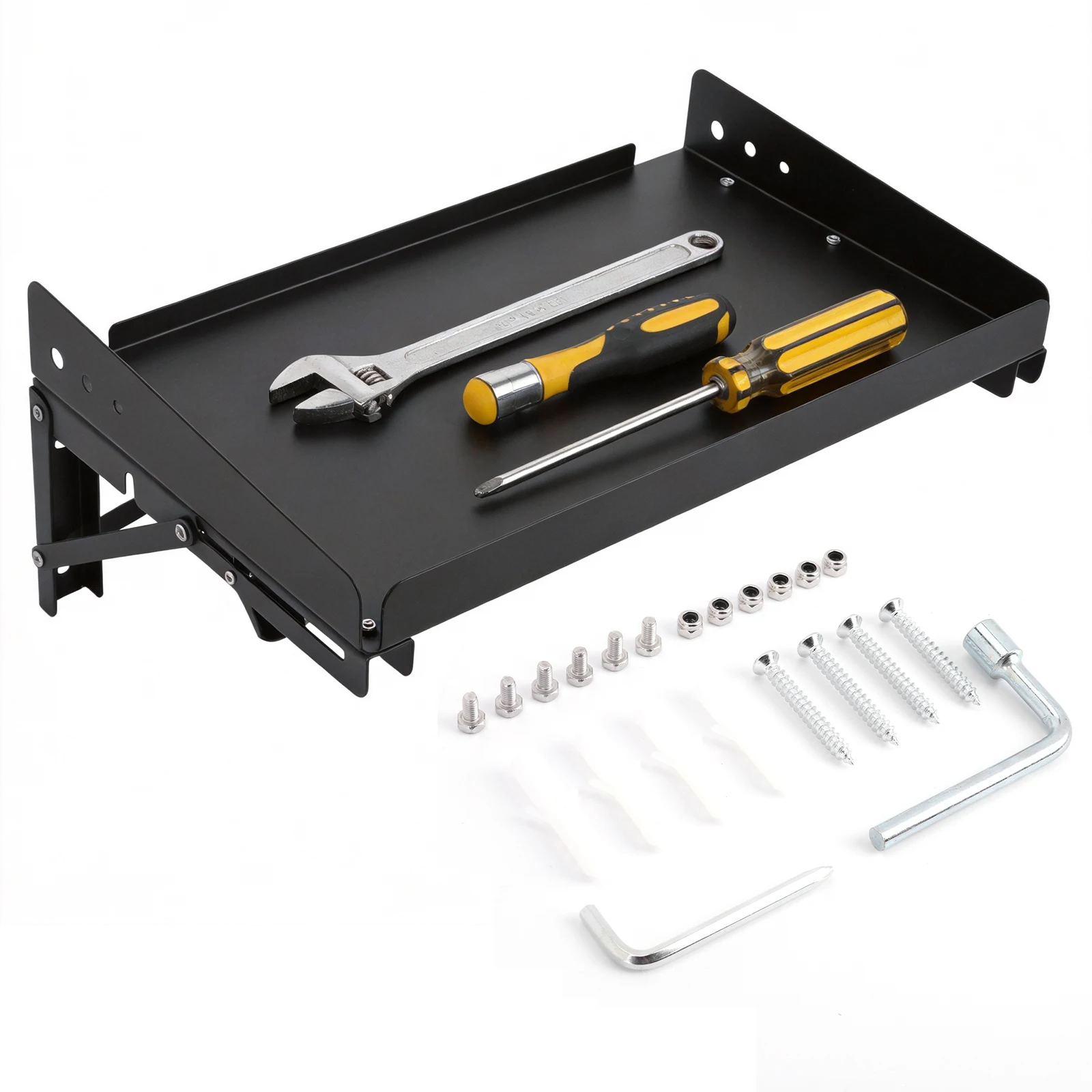 2 Pack Wall Mounted Folding Storage Rack Shelves Heavy Duty Adjustable Rail Shelf for Garage Kitchen Laundry Room Workshop