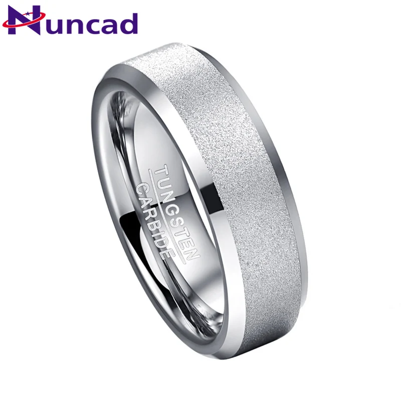 NUNCAD 6mm Tungsten Carbide Ring For Men Women Sandblasted Anel Masculino Wedding Jewelry