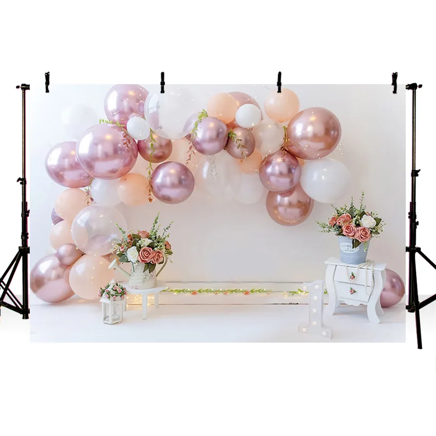 Avezano التصوير خلفية الوليد 1st عيد ميلاد صورة بالون الأزهار كعكة Samsh ديكور Banckdrop صور استوديو صور دعوة