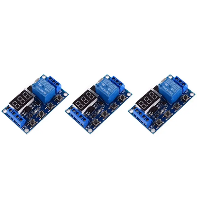 ABJN-3X DC 6-30V Support Micro-USB 5V LED Display Automation Cycle Delay Timer Control Off Switch Delay Time Relay 6V 9V 12V