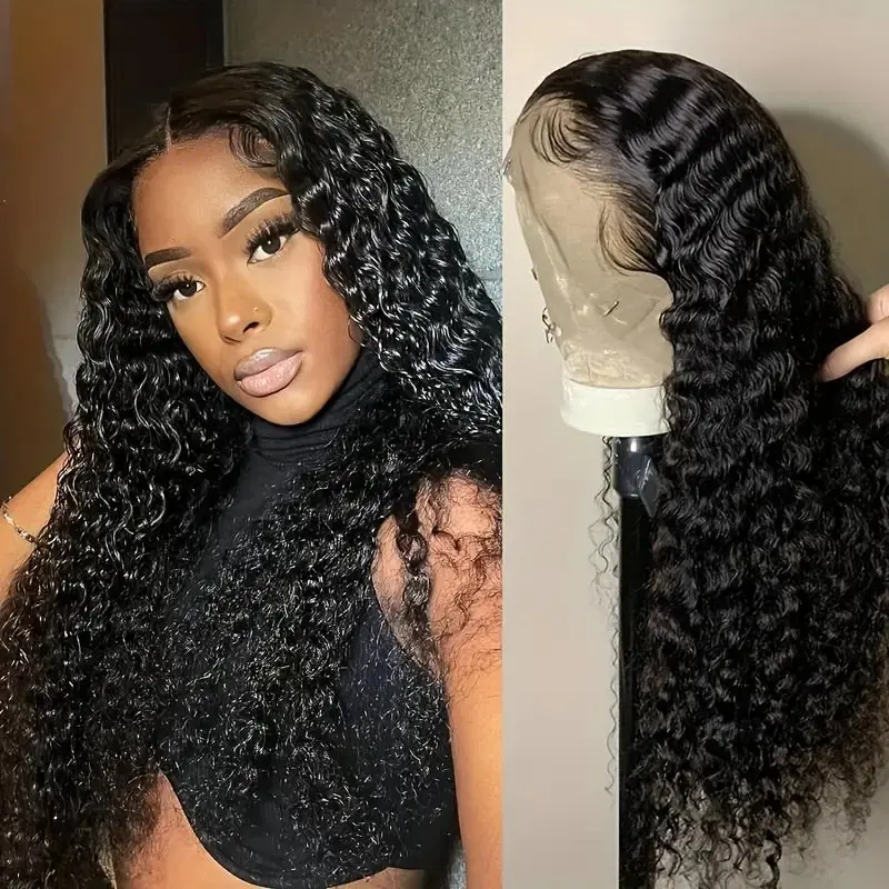 Rosabeauty 13x4 HD Deep Wave Lace Front Human Hair Wigs 250 Density 5X5 Preplucked Glueless Ready To Go Curly Wig 40 Inches