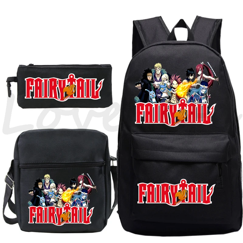 

FAIRY TAIL Backpack 3 Pcs/Set Students Cartoon School Bag Anime Backpacks for Boys Girls Travel Bags Teens Rucksack Mochilas