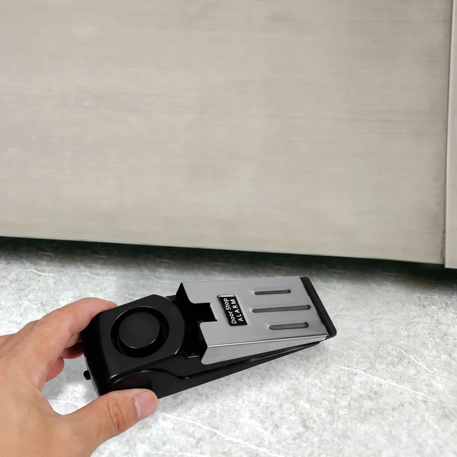 

120Db Electronic Door Stop Alarm with Sensitivity Button for Home Security Heavy Door Stopper Wedge for Office Travel Black