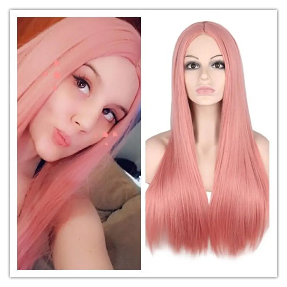

Long Straight Parting Wig Ladies Long Straight Halloween Wig Synthetic Hair Women Full Head Cosplay Wig
