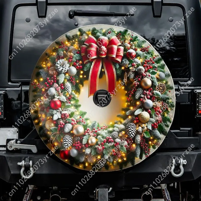 

Christmas Spirit Wreath Various Models Spare Car Tire Cover Prevention Sand Dust rainwaterTire Cover Sturdy Durable Tire Covers