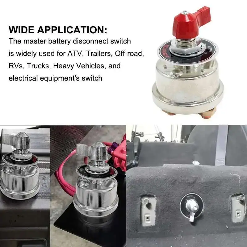 300A Red Handle Master Battery Disconnect ตัดปิด 2 โพสต์ SPST Kill Switch สําหรับรถยนต์