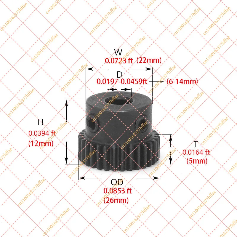 0.5 Mod 50T Spur Gear Pinion 45 Steel Motor Gear with Keyway 6-14mm Bore