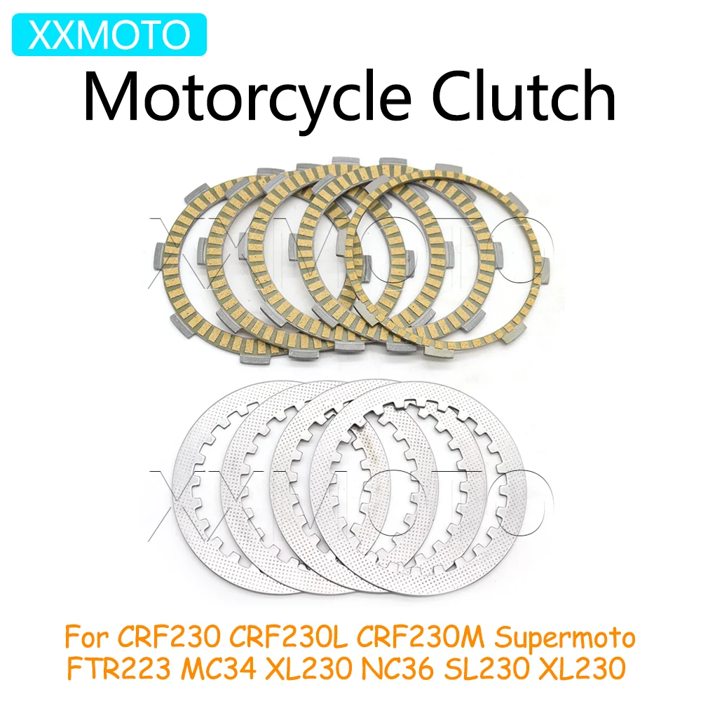 

For Honda CRF230 CRF230L CRF230M Supermoto FTR223 MC34 XL230 Motorcycle Clutch Plates Friction Steel Disc Kits Accessories