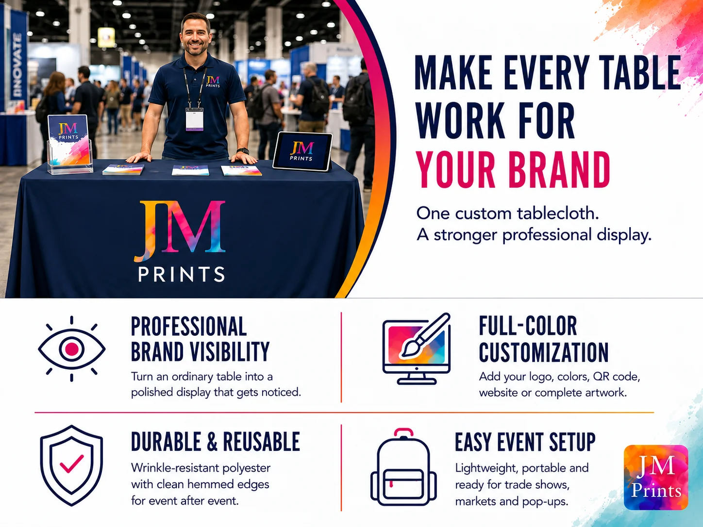 Personalized Custom Pattern Table Cloth 1:1.5 Waterproof Peachskin Table Cover Company Logo Printed for Conference Event Decor