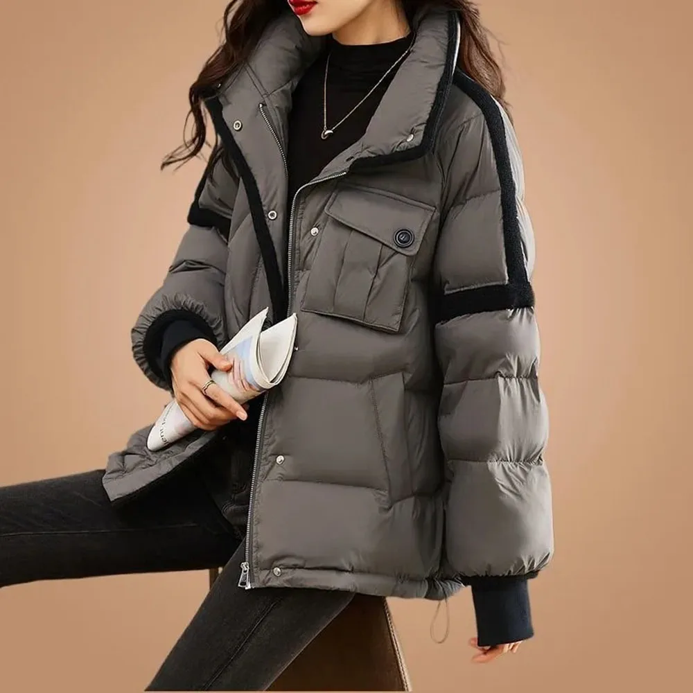 Fashion All-match Temperament Down Cotton Coat Women 2023 New  Age Rreduction Winter Jacket Female Short Oversize Loose Pakras