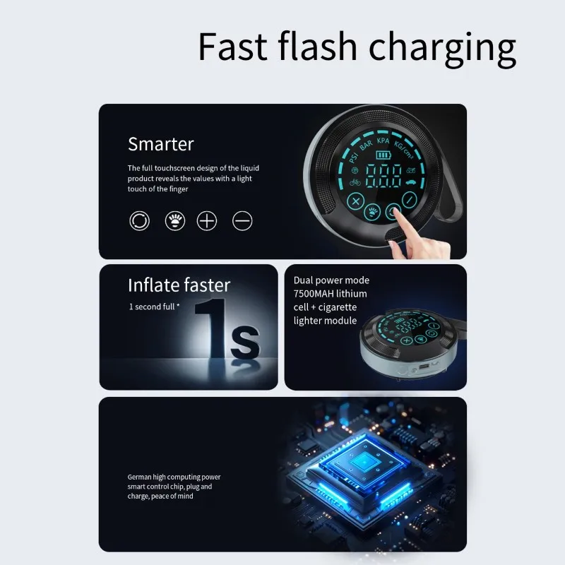 Pump LED Light Cordless 120 PSI Digital Portable Car Tire Inflator Air Compressor, For Cars, Motorcycles, Bikes
