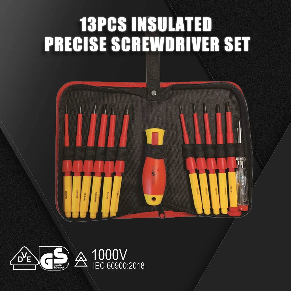 HENITUER S675-13 13PCS Insulated Precise Screwdriver Set High Hardness Multifunctional 13pcs Insulating Precision Batch Tool Set