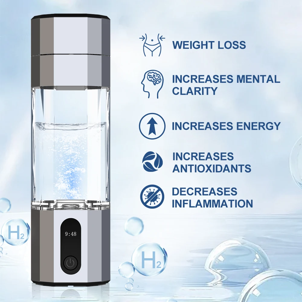 Hot selling：10000PPB Water Bottle SPE and PEM Technology Portable Rich Water Cup High Quality Water Ion Genera
