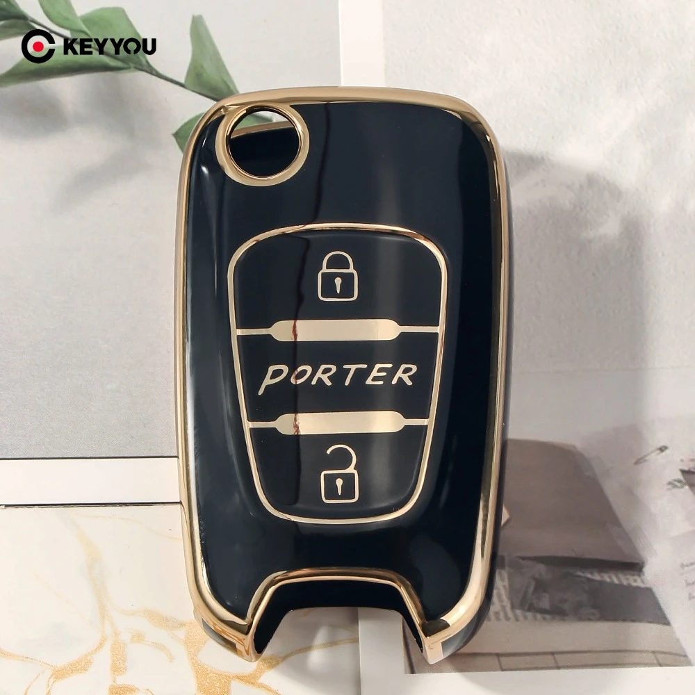 KEYYOU 3 Buttons New TPU Car Key Housing Case Fob Cover Shell For Hyundai Porter Remote Control Holder Key Rubber Folding Case