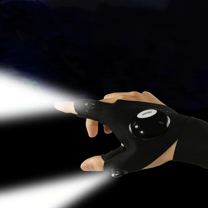 Luva sem dedos lanterna led tocha à prova dwaterproof água ferramenta ao ar livre para pesca acampamento caminhadas sobrevivência resgate luz ferramenta
