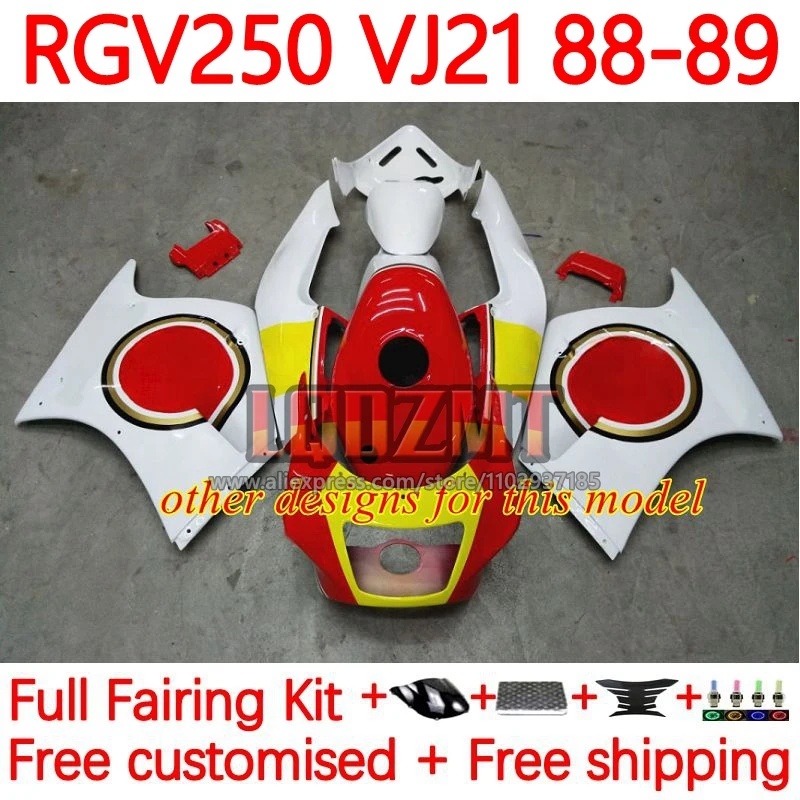 OEM Body For SUZUKI RGV250 RGVT RGV 250 SAPC VJ21 RGVT-250 RGVT250 1988 1989 VJ 21 RGV-250 88 89 Fairings 86No.189 white glossy