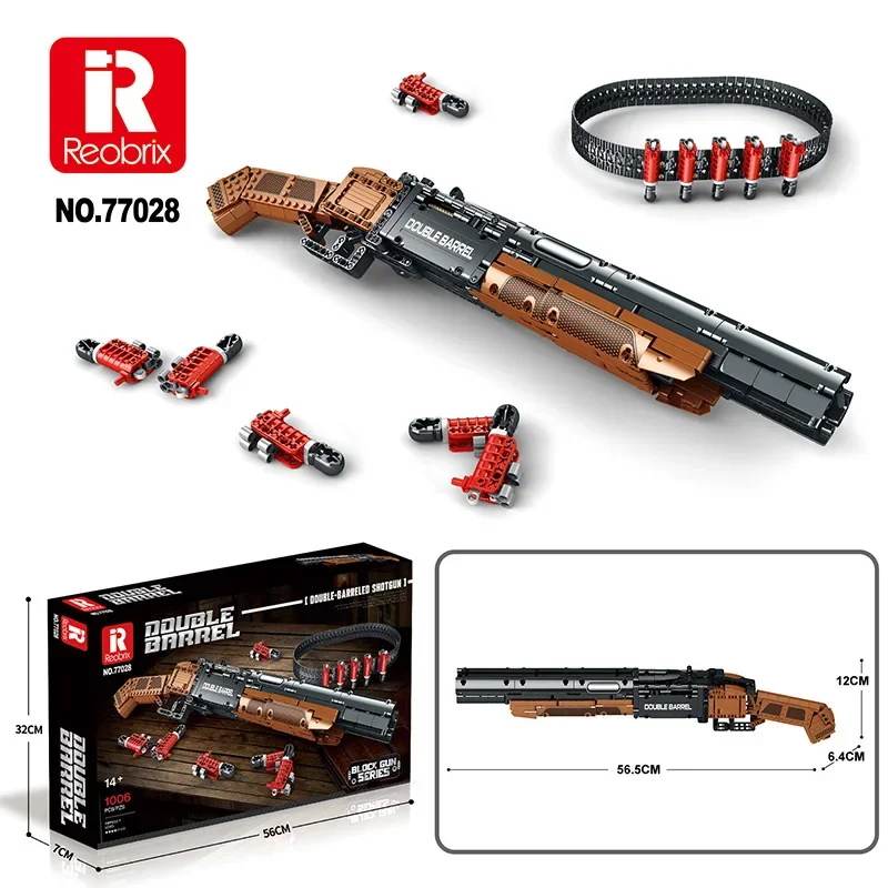 Double Barrel Shotgun Model Building Blocks Classic shotgun ตลับหมึกเข็มขัด Fire Building Blocks ของเล่นของขวัญคริสต์มาสของขวัญ