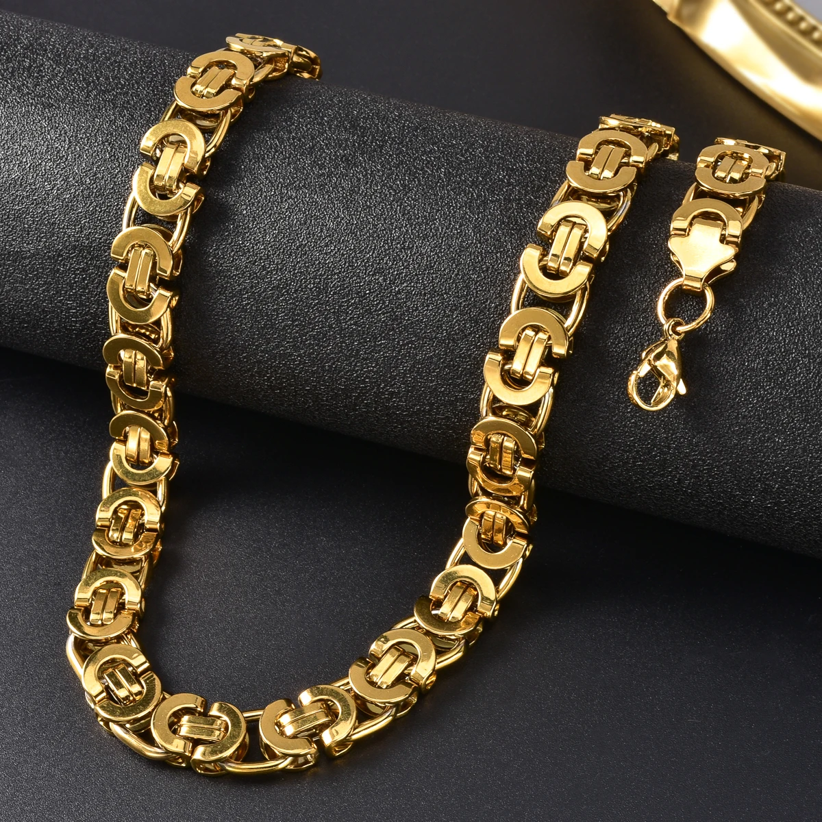 

Gothic Style Gold Plated Necklace Women Vintage Retro Victorian Stainless Steel Chain Elegant Daily Fashion Jewelry Gift Her Him