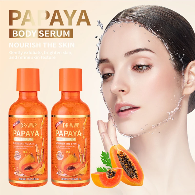 500ml Face Body Nourish Serum Kojic Turmeric Aha Papaya Extract Long-lasting Hydration Even Skin Tone Revitalizing Facial Serum