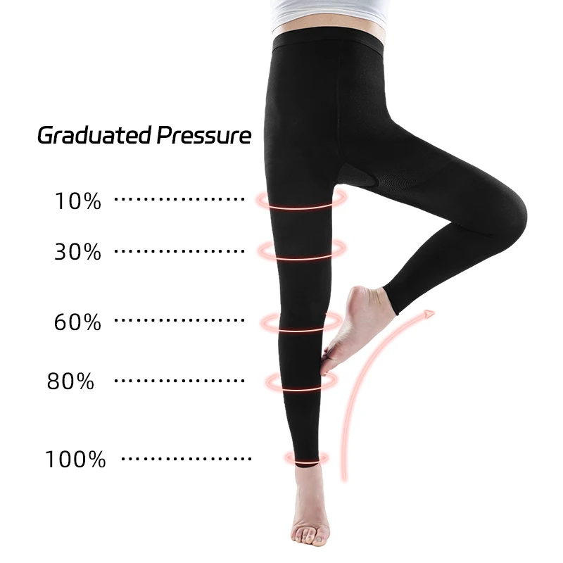 20-30mmHg Women Medical Compression Pantyhose Stockings Varicose Veins Footless Graduated Support Thighs Pantyhose Sleeve M-5XL