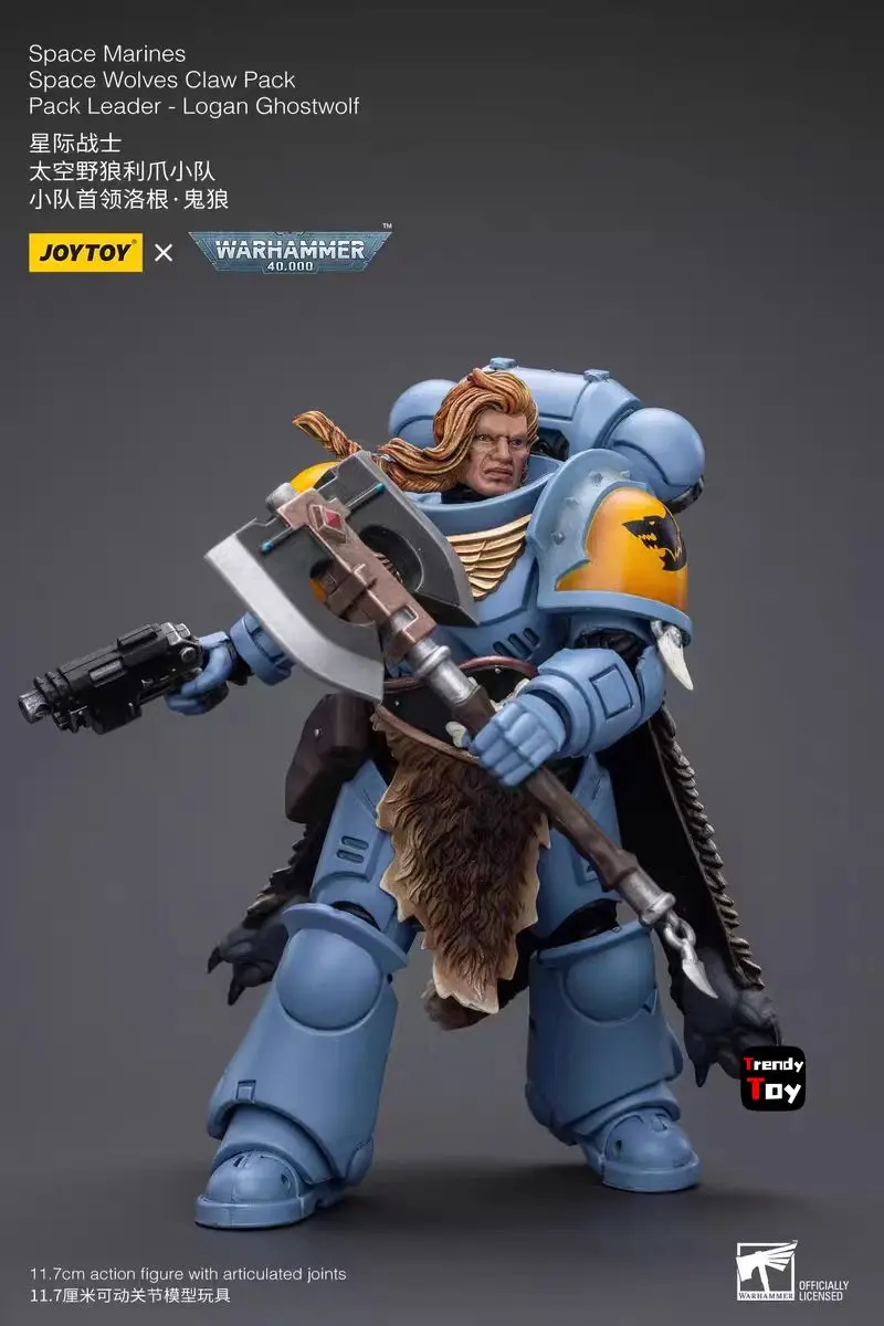【JOYTOY】Warhammer 40K مشاة البحرية الفضائية ذئاب الفضاء مخلب حزمة زعيم لوجان Ghostwolf 1/18 عمل نموذج لجسم