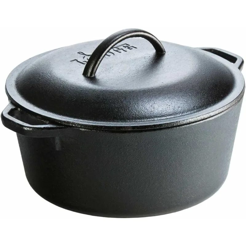 

Iron Dutch Oven with Dual Handles, Pre-Seasoned, 5-Quart