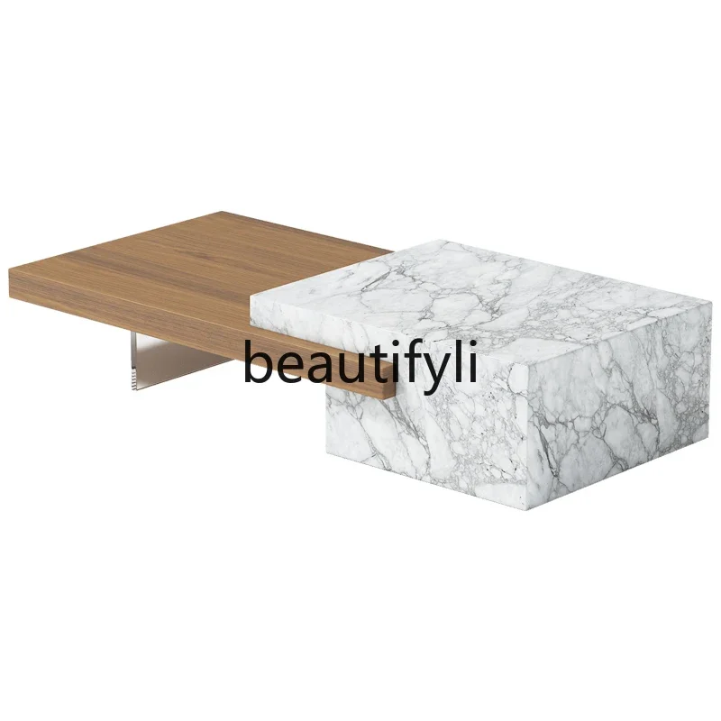 

Natural marble acrylic coffee table TV cabinet combination living room designer Nordic minimalist style