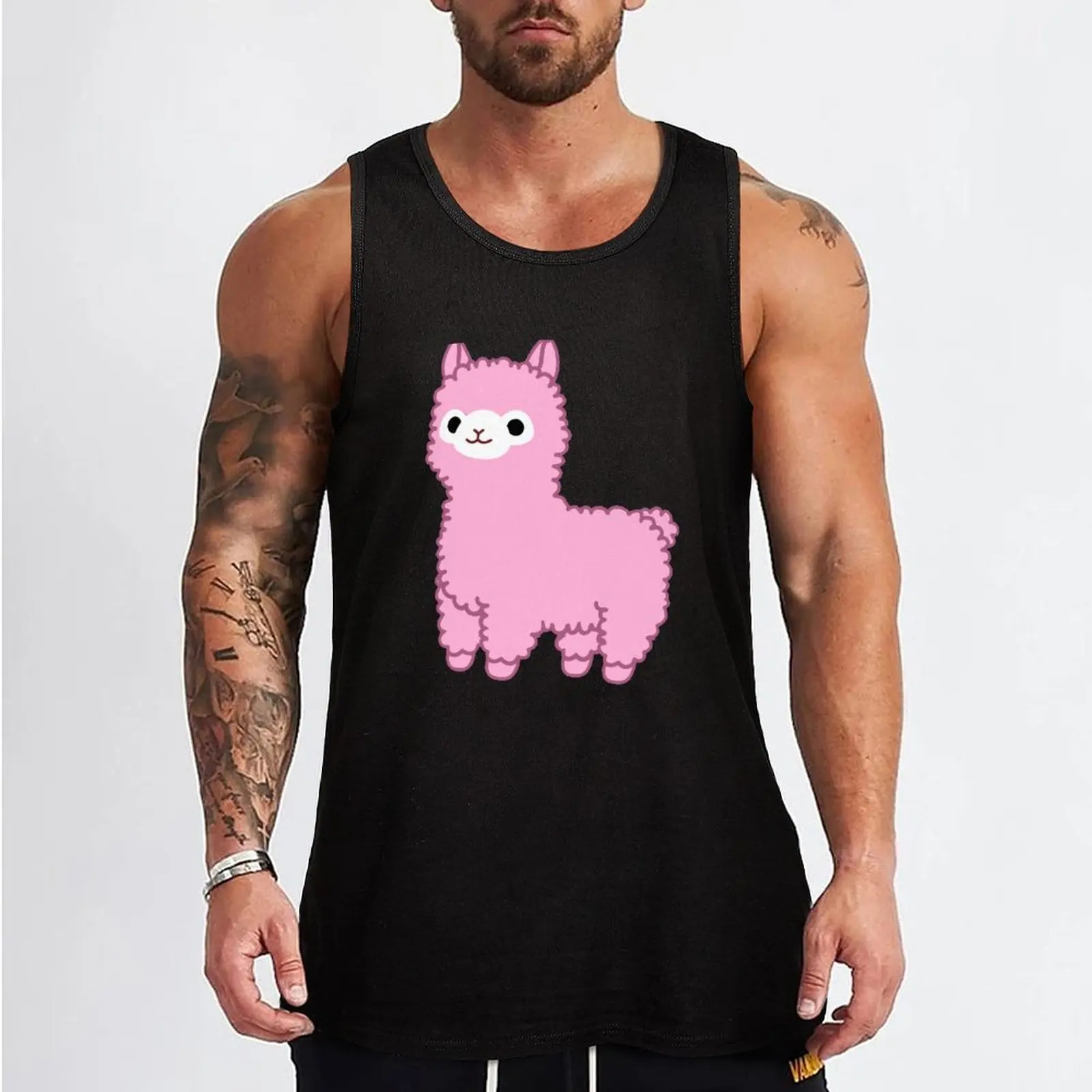 Pink Alpaca Tank Top t shirt gym new in tops & t-shirt bodybuilding men clothes