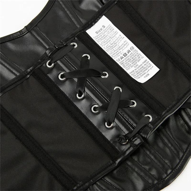 أسود مثير بولي Leather الجلود مشد المحاصيل القمم المرأة الصيف الشارع نمط overالصدر عارية الذراعين حمالة المشدية محدد شكل الجسم Busties #5