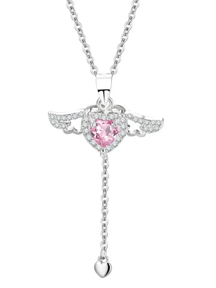 

Ожерелье в форме сердца и ангела из стерлингового серебра 925 пробы — милые, нежные и стильные серебряные украшения, идеально подходящие для женской повседневной носки.