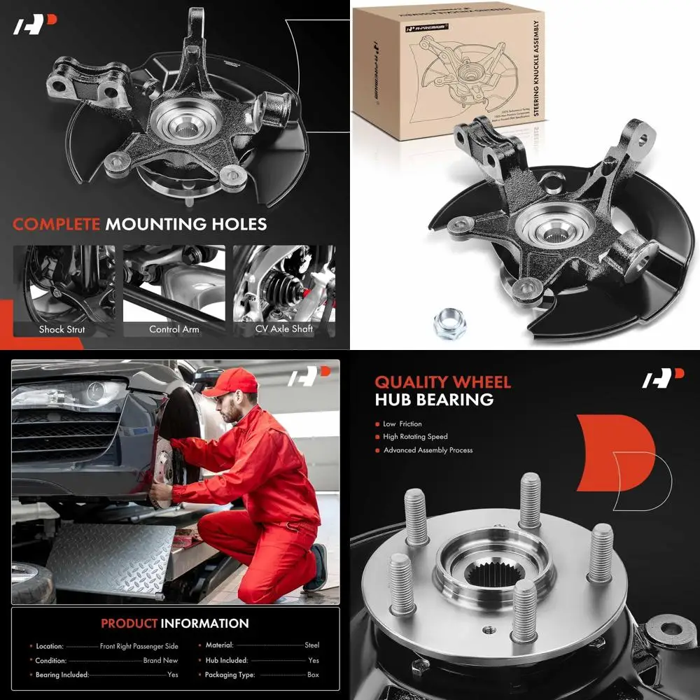 مجموعة محور توجيه أمامي يمين A-Premium ومفصل عجلة تحمل متوافقة مع Honda Pilot 2003 2004, 3.5L، جانب الركاب