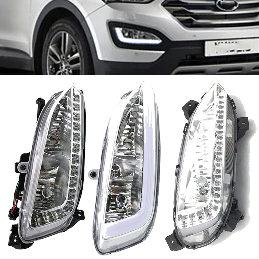 

Car DRL LED Fog Lights For Hyundai Santa Fe Maxcruz 2013 2014 2015 2016 Front Bumper Fog Lamp Day Running Lamps LED Headlight