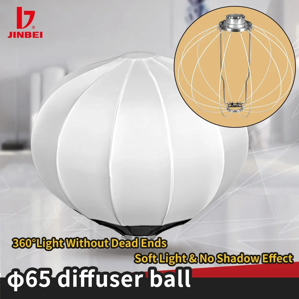 Softbox JINBEI Lantern de 65cm, Modificador de Luz Suave Portátil em Formato de Bola, Montagem Bowens para Flash de Estúdio e Luz Estroboscópica