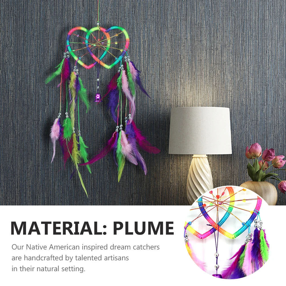 

Heart Dream Catcher Plumes Wall Hanging Decorative Dreamcatcher Bedroom Ornament Hanging Decor Valentine's Day