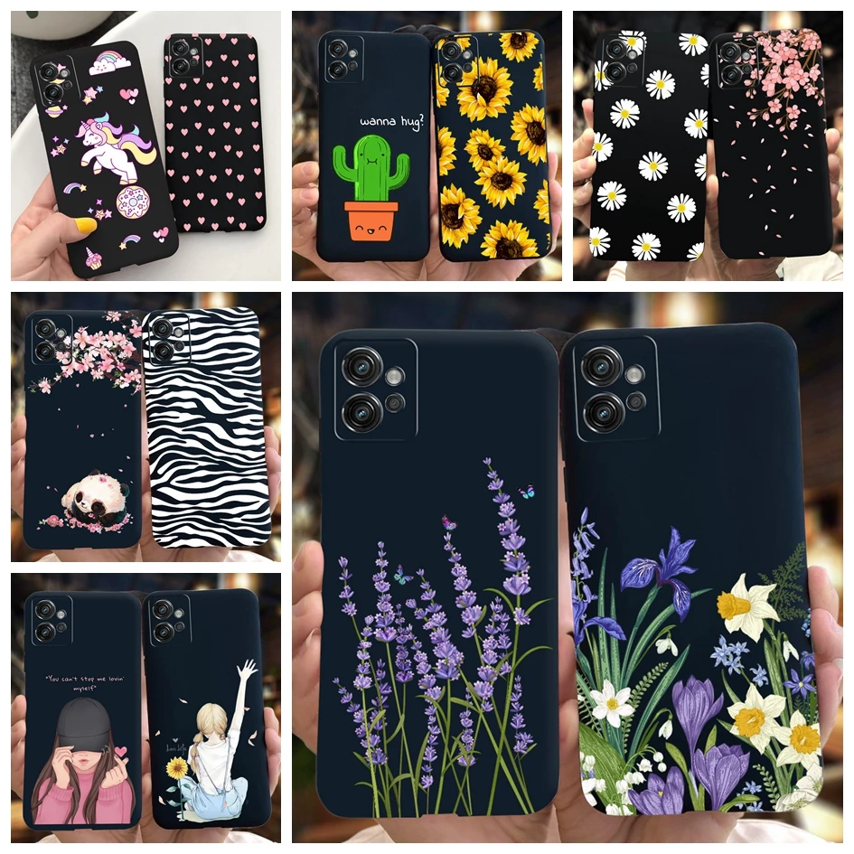 For Moto G32 Case Stylish Daisy Flower Back Cover Soft Black Silicone Matte Phone Case For Motorola Moto G32 Funda MotoG32 Coque