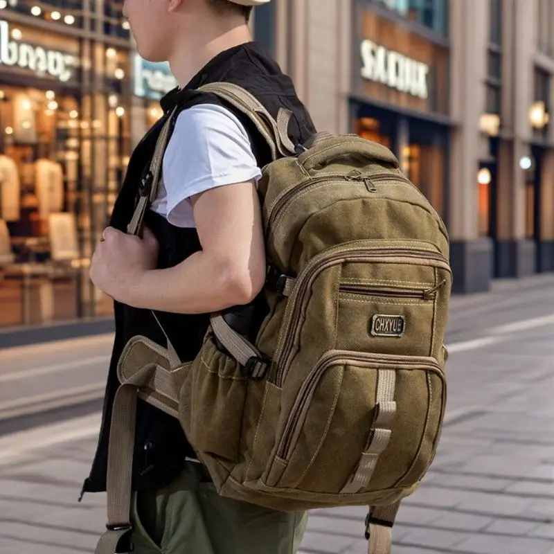 

Retro Canvas Bapa Large Capaci Outdoor Travel Casual Leisure Men's Double oulder Bag American Retro Sle Water Resis...