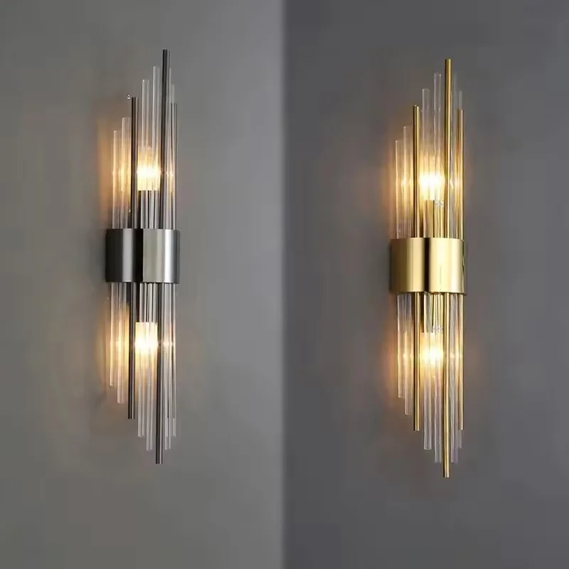 Luxury LED Wall Lamp Black Gold Wall Light Bedroom Bedside Living Room TV Background Wall Home Decor Staircase Hallway Lighting